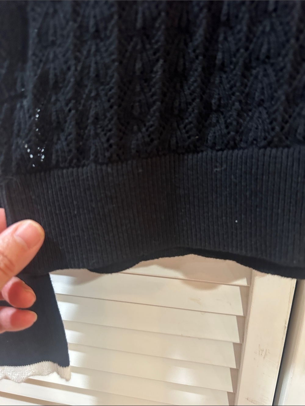 LOFT Black Cardigan with Cream Scalloped Trim - Picture 8 of 10